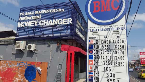 Money changer Bali bureau de change